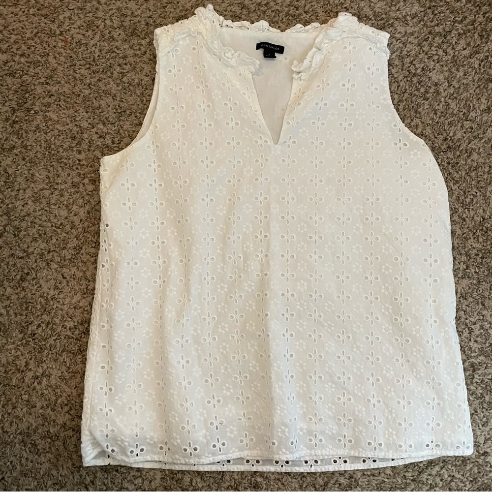 Ann Taylor White Eyelet Blouse